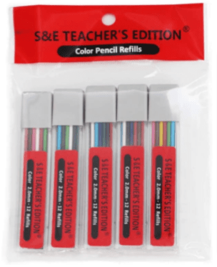 S & E TEACHER'S EDITION 120Pcs Colored Lead Refill