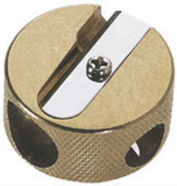 Mobius & Ruppert Brass Round Double Hole Sharpener