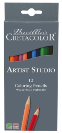 Cretacolor Artist Studio Coloring Pencil Set, 12-Colors